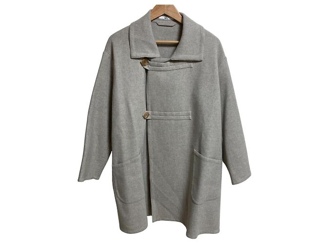 Autre Marque 45R Merino Doppelgewebe Mantel Braun