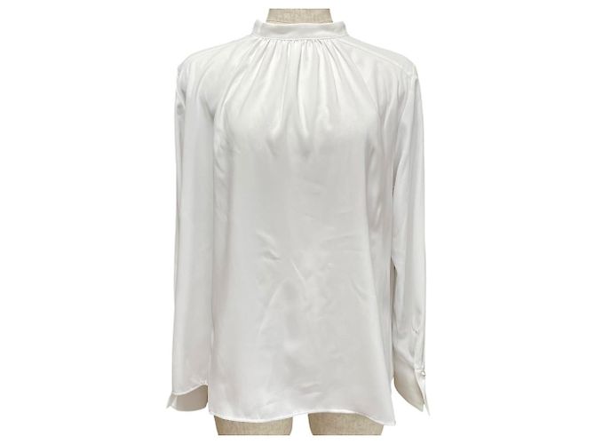 Autre Marque Blusa de georgette con botones de perla PLST Blanco