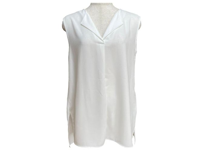 Autre Marque Blusa sem mangas com gola aberta STYLE DELI Branco