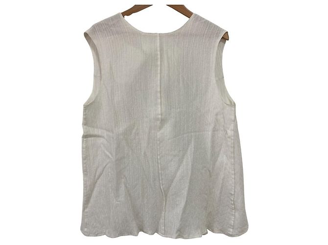 Autre Marque Blusa sin mangas de algodón, nylon y seda con cinta en la espalda BLAMINK Blanco
