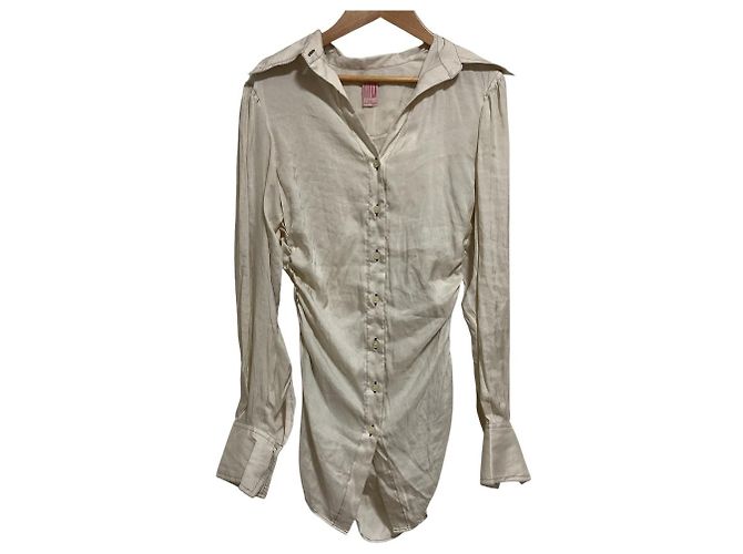 Autre Marque Camicia in satin Fetico Gatherer Beige