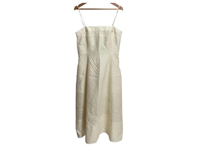 Autre Marque Vestido de Jacquard de Seda y Algodón BLAMINK Blanco