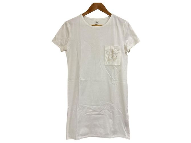Vestido de algodón bordado Hermès Blanco