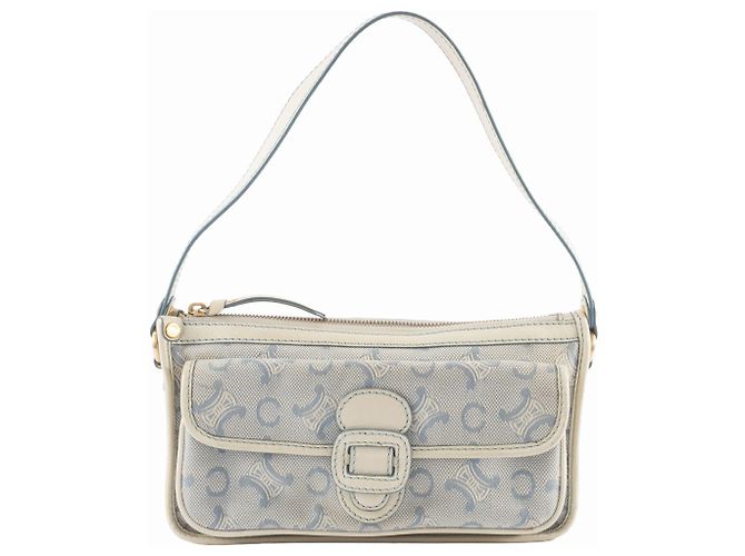Céline Celine C Macadam Schultertasche Weiß Blau