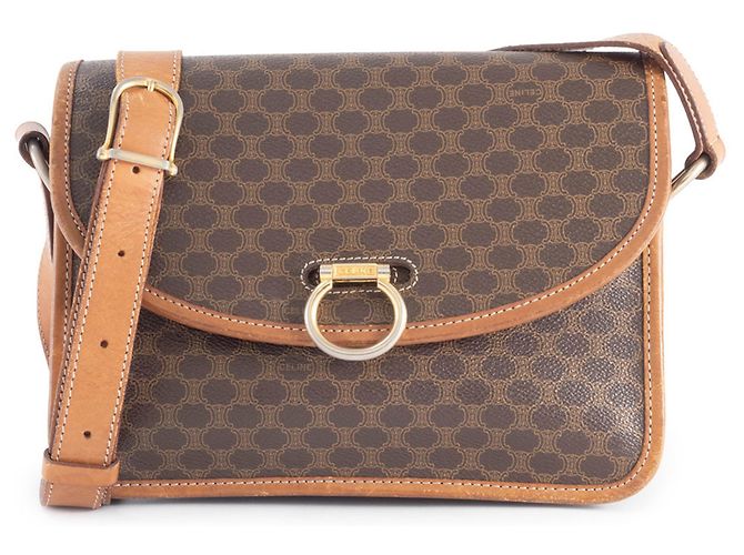 Céline Bolsa de Ombro Celine Macadam Flap Marrom