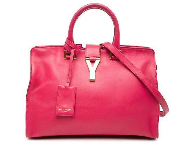 Bolsa cabas Chyc pequena em couro de bezerro rosa Saint Laurent