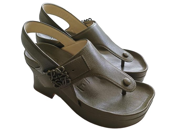 Loewe Ease Slingback Plattformsandalen Größe 38 Dunkelgrün