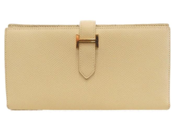 Cartera Larga Soufflet Epsom Béarn de Hermès Blanco
