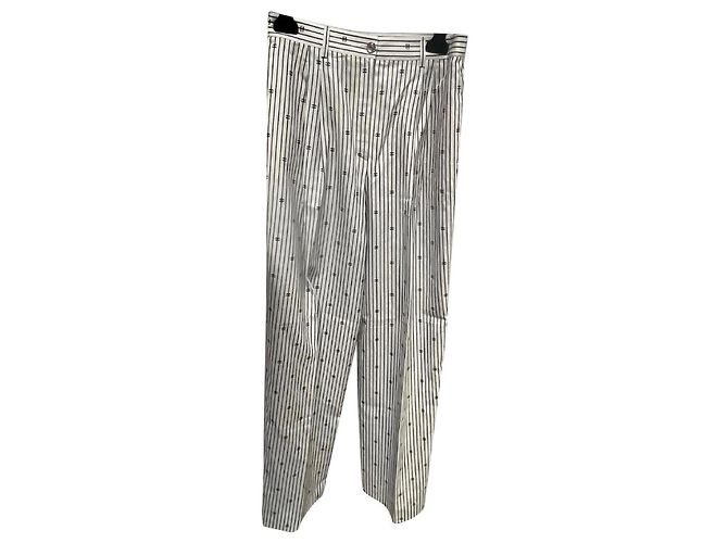 Pantalones Chanel de algodón blanco y negro
