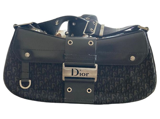 Bolsa de mão Dior Colombus Preta de Couro e Tecido Preto