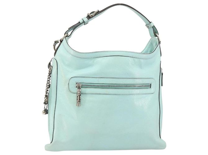 Borsa a Spalla in Pelle Gianni Versace Menta Argento Auth BA9132 Verde