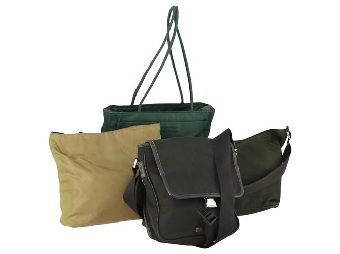 Borsa a Spalla PRADA Nylon 4 Set Beige Khaki Auth 156743 Cachi