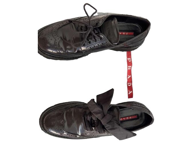 Prada loafers black leather