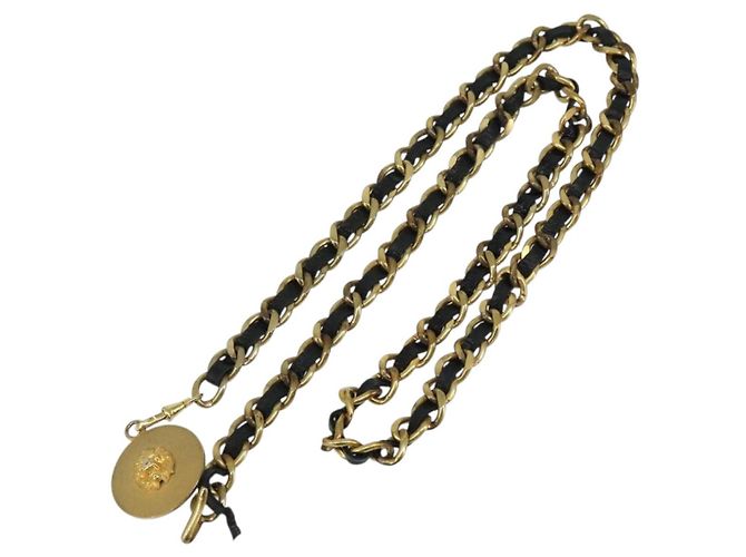 Cinturón de cadena de metal dorado CC Auth bs32091 CHANEL