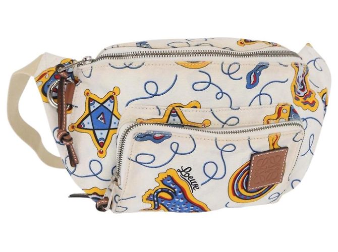 LOEWE Bauchtasche aus Canvas Weiß Silber Auth bs31816
