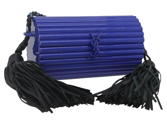 Saint Laurent Borsa a spalla Cassandra in plastica blu Auth 159447SAV