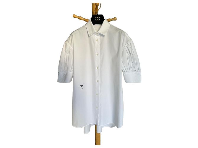 Top Christian Dior en coton blanc