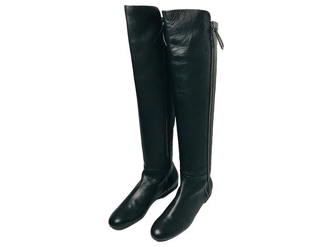 Giuseppe Zanotti Black Leather Thigh High Boots