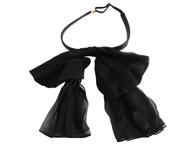 Saint Laurent Collana di seta nera Nero 