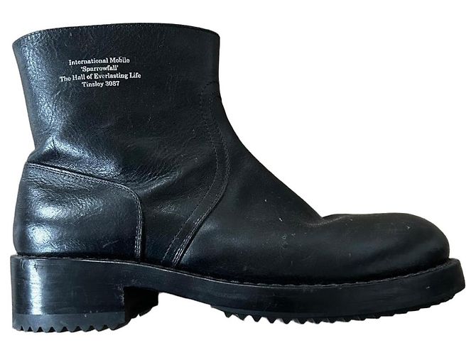 Raf Simons Leather boots with thick heels Black