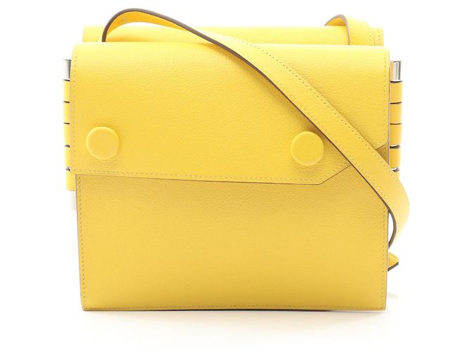Hermès Borsa a Spalla Hermes Twins in Pelle Gialla Giallo