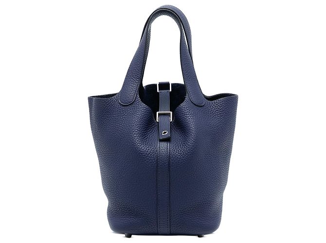 Hermès Picotin Lock 18 em Couro Clemence Azul Azul marinho