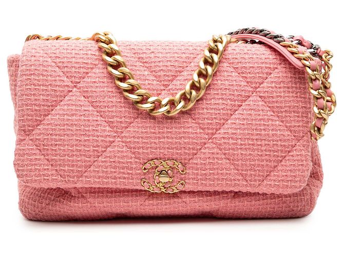 Chanel Maxi Tweed 19 Flap Rosa