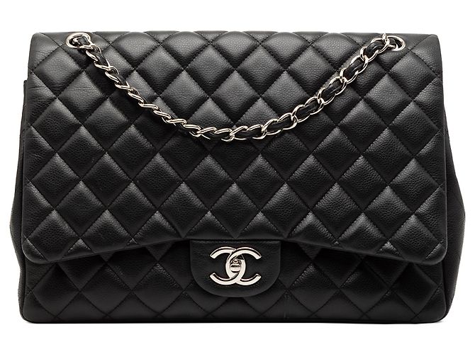 Chanel Maxi Clássico Preto Caviar Dupla Aba