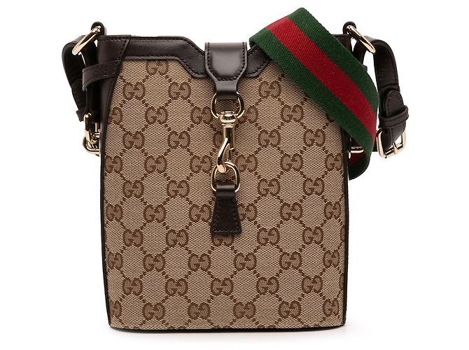 Borsa a secchiello mini GG in tela marrone Gucci Beige