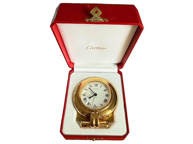 Les Must de Cartier Colisée Relógio de Mesa de Viagem Quartz com Caixa Dourado