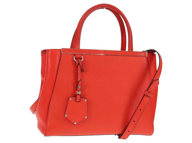 Fendi 2Jours Leder Medium Rot 
