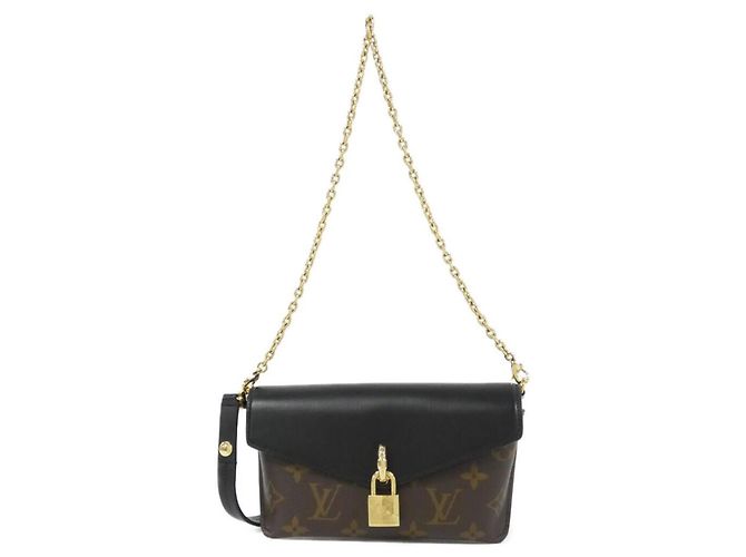 Bolsa de ombro Louis Vuitton Monogram com cadeado na alça Marrom Preto
