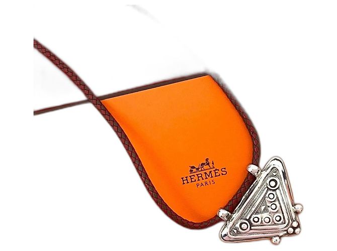 Hermès Hermes Touareg Silberhalskette Rot 