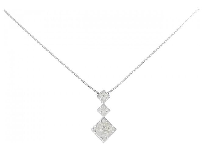 Autre Marque Collar de diamante en oro blanco Au750 Plata