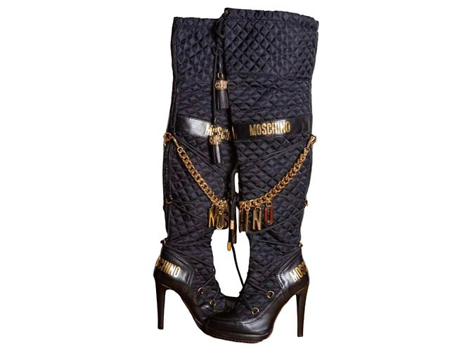 Moschino Black Leather Boots