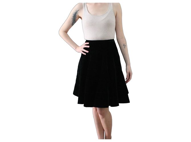 Neue schwarze Samt-Alaïa-Rock mit Etikett Größe 36