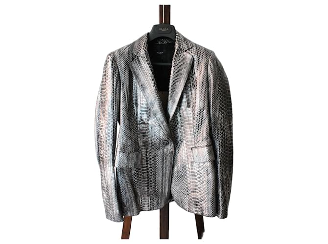 Alaïa silver python jacket size XS Silvery 