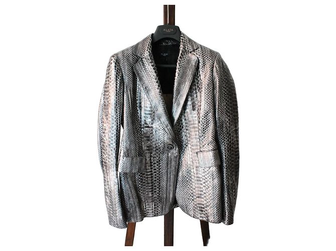 Chaqueta de python plateado Alaïa talla XS Plata