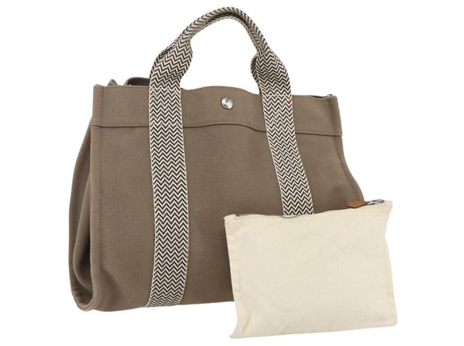Hermès Hermes Cannes Tote Toile Canvas PM Beige