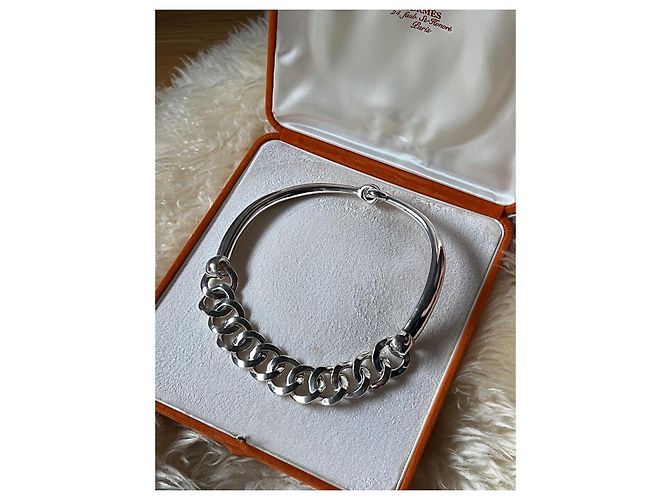 Colar Hermès Chaîne d’Ancre Loop / Ring Necklace Prata 925 