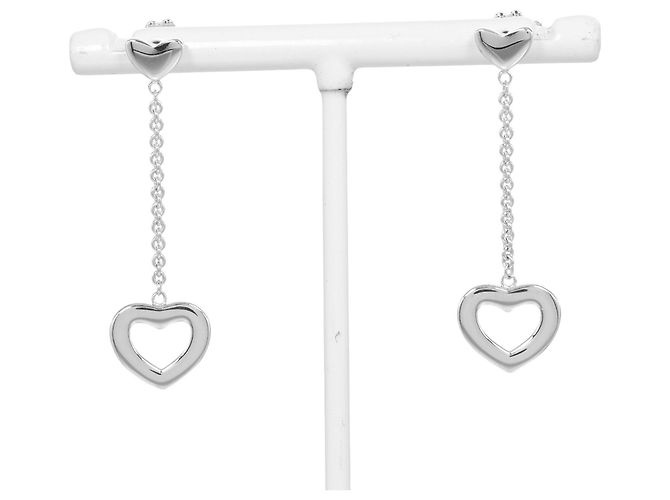 Tiffany & Co Orecchini a goccia in argento 925 con link a forma di cuore Tiffany