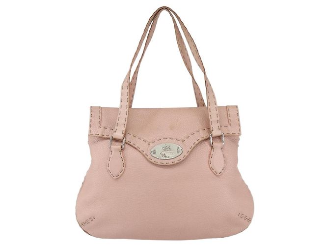 Fendi Selleria Tote de Couro Rosa