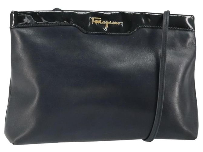 Borsa a Spalla Salvatore Ferragamo in Pelle Nera e Oro Auth BA9418 Nero D'oro