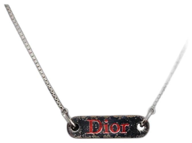 Choker in metallo argento Christian Dior Auth ti3633