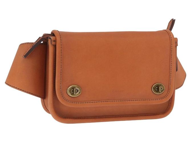 Bolsa de corpo em couro marrom Coach Auth am10204
