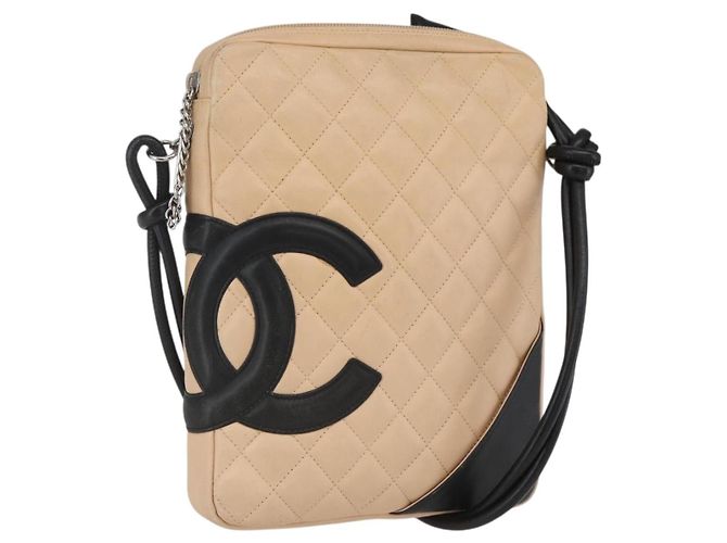 CHANEL Borsa a Spalla Matelassé Linea Cambon Pelle Beige Argento CC Auth BA9277V