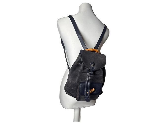 Vintage Gucci Leather Backpack Black