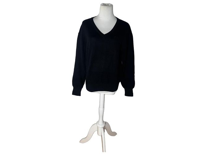 Vintage Balenciaga V-Ausschnitt Pullover Schwarz L
