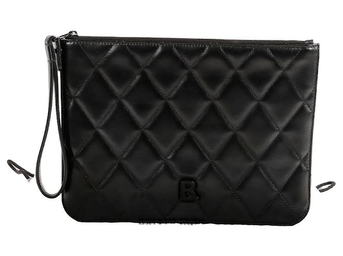 Balenciaga Logo gesteppte Clutch Schwarz