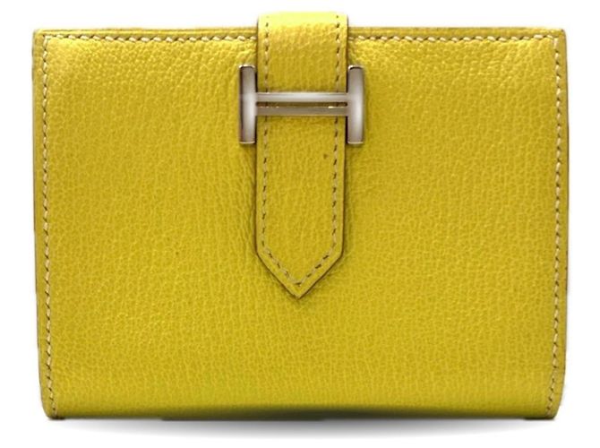 Hermès Hermes Bearn Card Case in Yellow Chevre Leather